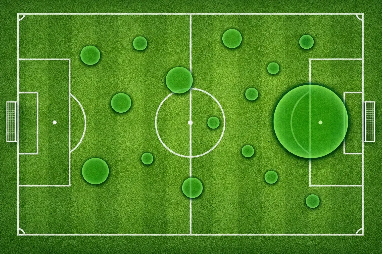 Illustration af expected goals xG med skudkort og sandsynlighedsværdier