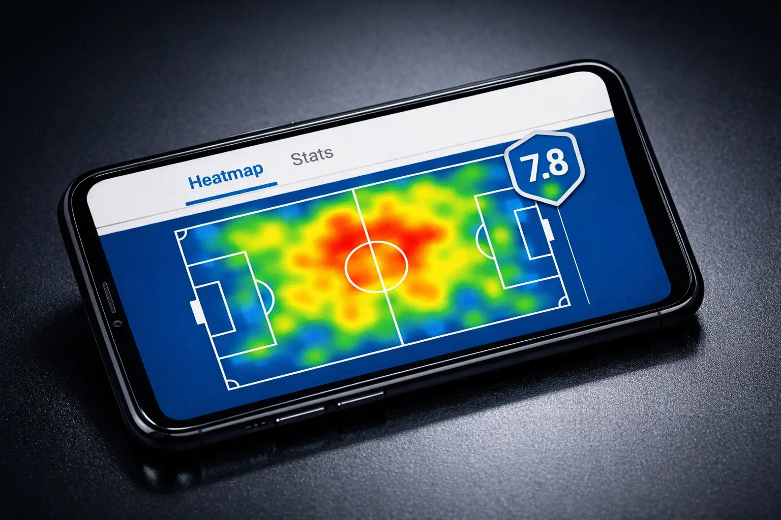 Sofascore heatmap og spillerratings under en live fodboldkamp